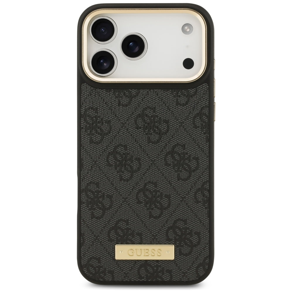 Guess 4G Logo Plate MagSafe dėklas iPhone 17 Pro Max - juodas -- iPhone 17 Pro Max
