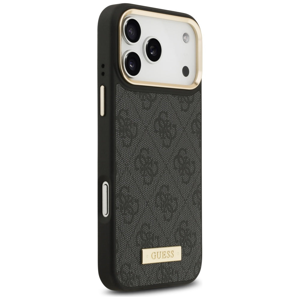Guess 4G Logo Plate MagSafe dėklas iPhone 17 Pro Max - juodas -- iPhone 17 Pro Max