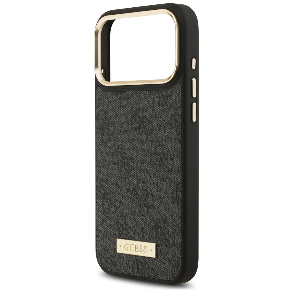 Guess 4G Logo Plate MagSafe dėklas iPhone 17 Pro Max - juodas -- iPhone 17 Pro Max
