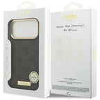Guess 4G Logo Plate MagSafe dėklas iPhone 17 Pro Max - juodas -- iPhone 17 Pro Max