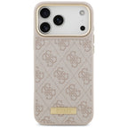 Guess 4G Logo Plate MagSafe dėklas iPhone 17 Pro Max - Rožinis -- iPhone 17 Pro Max