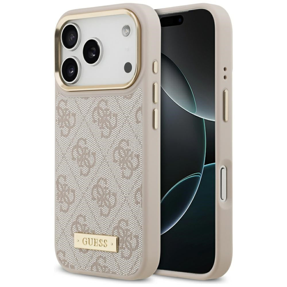Guess 4G Logo Plate MagSafe dėklas iPhone 17 Pro - Rožinis -- iPhone 17 Pro