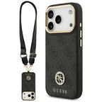 Guess 4G Strass Logo & Big Strap Metal Buttons MagSafe dėklas iPhone 17 Pro - Juoda -- iPhone 17 Pro
