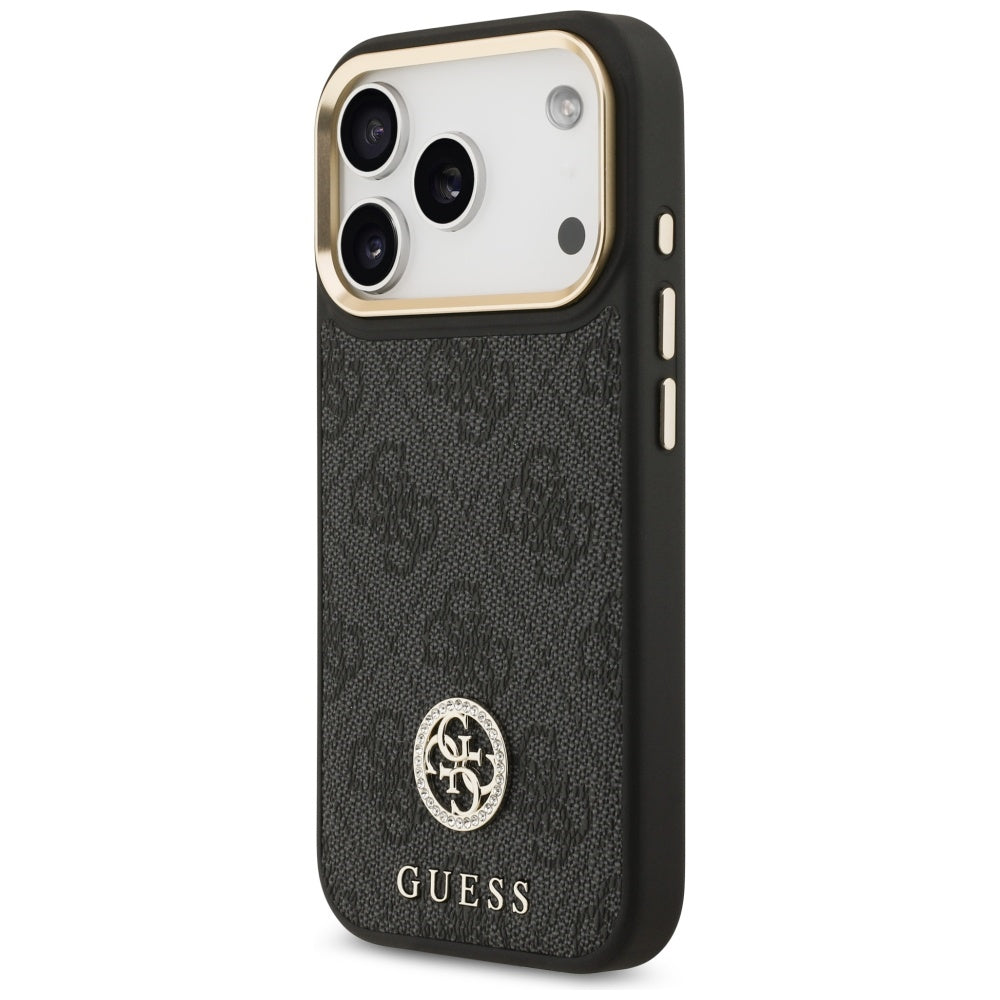 Guess 4G Strass Logo & Big Strap Metal Buttons MagSafe dėklas iPhone 17 Pro - Juoda -- iPhone 17 Pro
