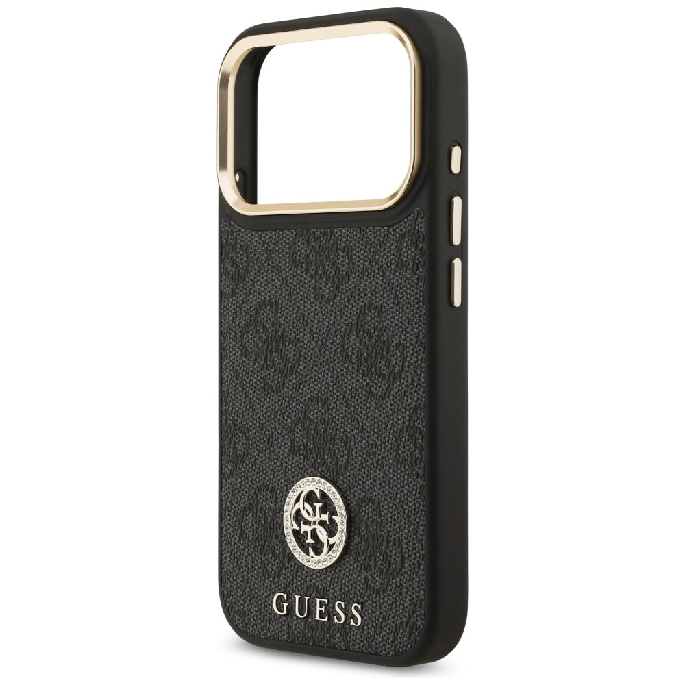 Guess 4G Strass Logo & Big Strap Metal Buttons MagSafe dėklas iPhone 17 Pro - Juoda -- iPhone 17 Pro