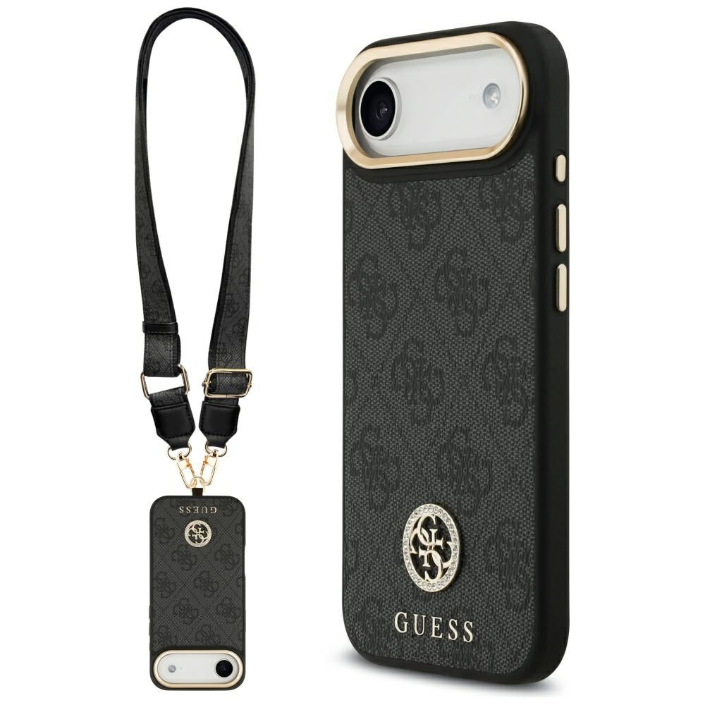 Guess 4G Strass Logo & Big Strap Metal Buttons MagSafe dėklas iPhone Air - Juodas -- iPhone Air