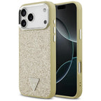 Guess Glitter Triangle Logo MagSafe dėklas iPhone 17 Pro Max - Auksinis -- iPhone 17 Pro Max