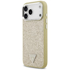 Guess Glitter Triangle Logo MagSafe dėklas iPhone 17 Pro Max - Auksinis -- iPhone 17 Pro Max
