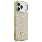 Guess Glitter Triangle Logo MagSafe dėklas iPhone 17 Pro Max - Auksinis -- iPhone 17 Pro Max