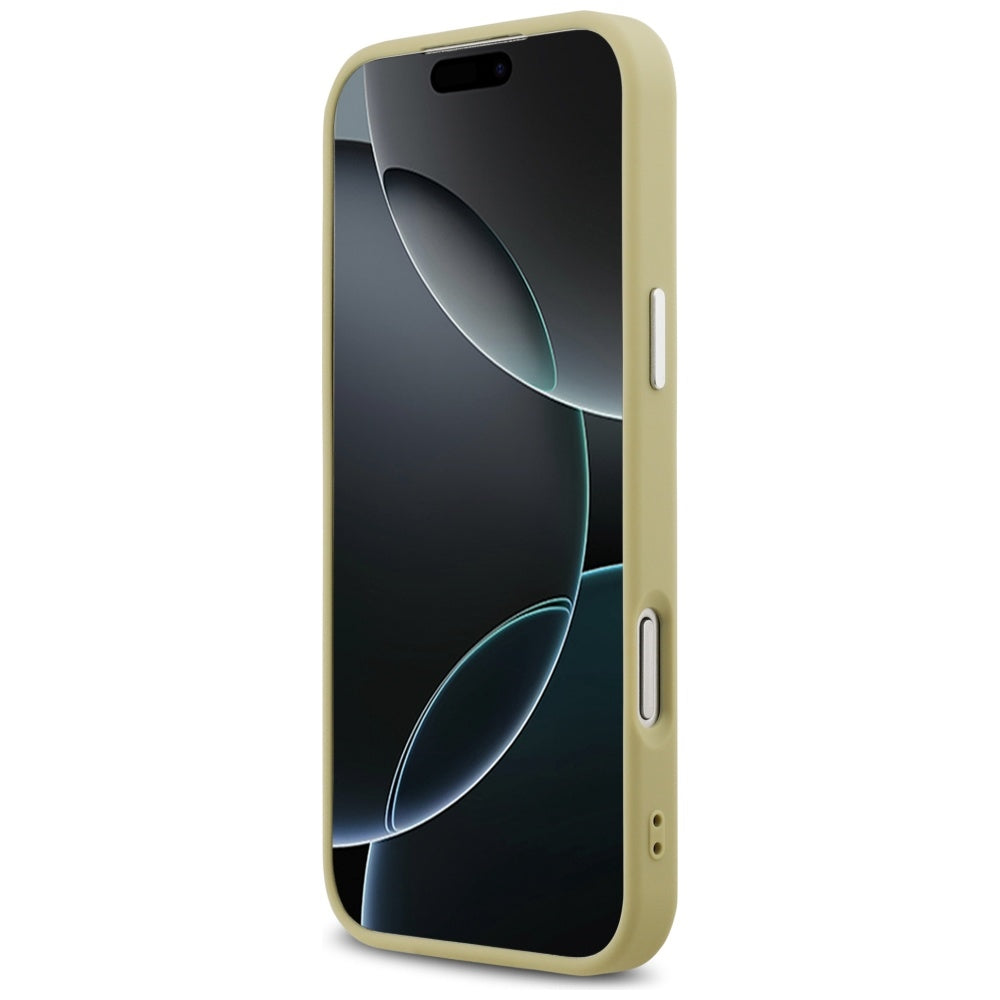 Guess Glitter Triangle Logo MagSafe dėklas iPhone 17 Pro Max - Auksinis -- iPhone 17 Pro Max