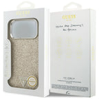 Guess Glitter Triangle Logo MagSafe dėklas iPhone 17 Pro Max - Auksinis -- iPhone 17 Pro Max