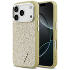 Guess Glitter Triangle Logo MagSafe dėklas iPhone 17 Pro - Auksinis -- iPhone 17 Pro
