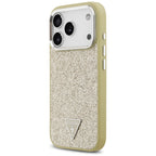 Guess Glitter Triangle Logo MagSafe dėklas iPhone 17 Pro - Auksinis -- iPhone 17 Pro
