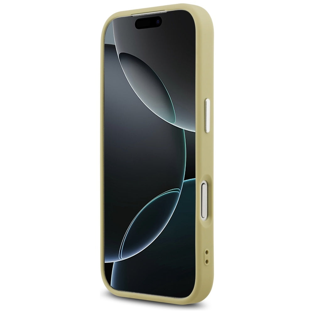 Guess Glitter Triangle Logo MagSafe dėklas iPhone 17 Pro - Auksinis -- iPhone 17 Pro
