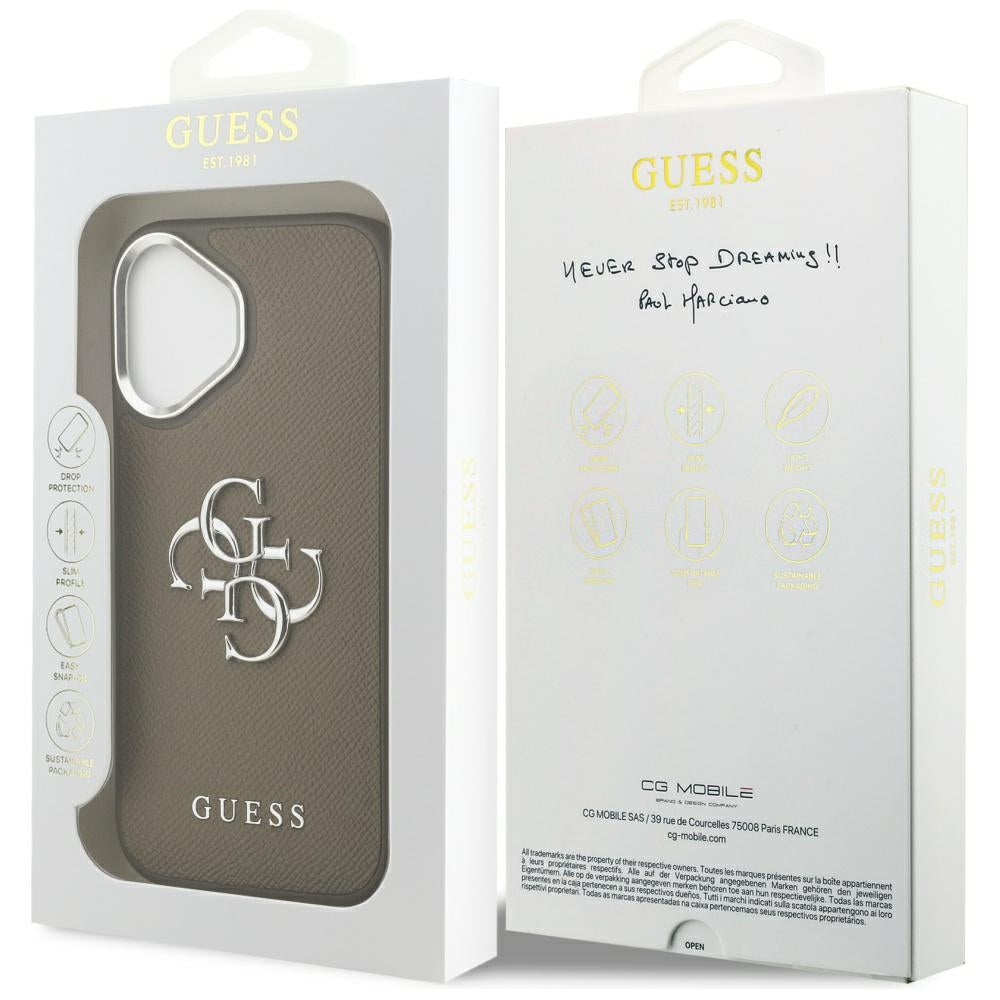 Guess Grained Big 4G Classic Logo iPhone 17 dėklas - Ruda -- iPhone 17