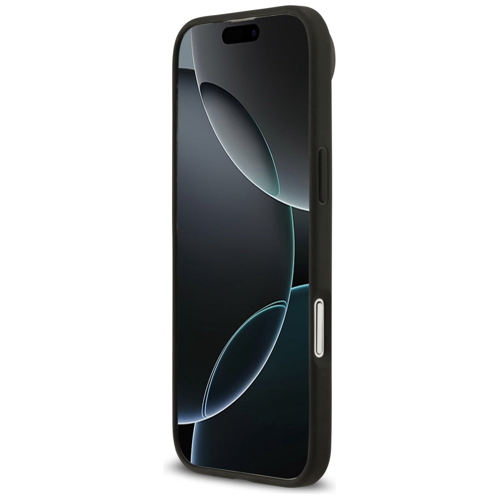 Guess Grained Flowers Classic Logo MagSafe dėklas, skirtas iPhone Air - black
