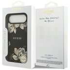 Guess Grained Flowers Classic Logo MagSafe dėklas, skirtas iPhone Air - black