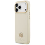 Guess Grained Strass Logo MagSafe dėklas iPhone 17 Pro Max - Smėlinė -- iPhone 17 Pro Max