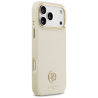 Guess Grained Strass Logo MagSafe dėklas iPhone 17 Pro Max - Smėlinė -- iPhone 17 Pro Max