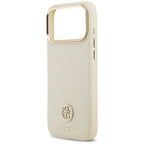 Guess Grained Strass Logo MagSafe dėklas iPhone 17 Pro Max - Smėlinė -- iPhone 17 Pro Max