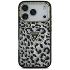 Guess Leopard Glitter MagSafe dėklas iPhone 17 Pro - Juodas -- iPhone 17 Pro
