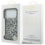 Guess Leopard Glitter MagSafe dėklas iPhone 17 Pro - Juodas -- iPhone 17 Pro