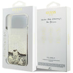 Guess Liq. Glitter 4 Charms dėklas iPhone 17 Pro Max - Auksinė -- iPhone 17 Pro Max