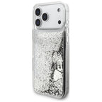 Guess Liq. Glitter 4 Charms dėklas iPhone 17 Pro Max - Sidabrinė -- iPhone 17 Pro Max