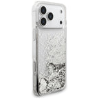 Guess Liq. Glitter 4 Charms dėklas iPhone 17 Pro Max - Sidabrinė -- iPhone 17 Pro Max