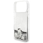 Guess Liq. Glitter 4 Charms dėklas iPhone 17 Pro Max - Sidabrinė -- iPhone 17 Pro Max