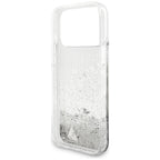 Guess Liq. Glitter 4 Charms dėklas iPhone 17 Pro Max - Sidabrinė -- iPhone 17 Pro Max