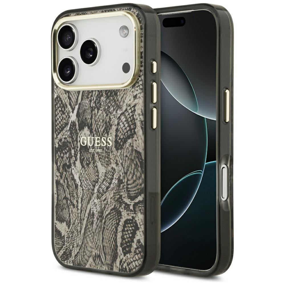 Guess Python Pattern MagSafe dėklas iPhone 17 Pro – rudas -- iPhone 17 Pro