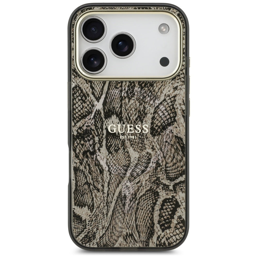 Guess Python Pattern MagSafe dėklas iPhone 17 Pro – rudas -- iPhone 17 Pro