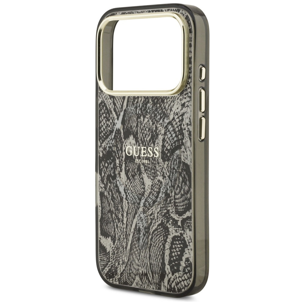 Guess Python Pattern MagSafe dėklas, skirtas iPhone 17 Pro – Juodas -- iPhone 17 Pro