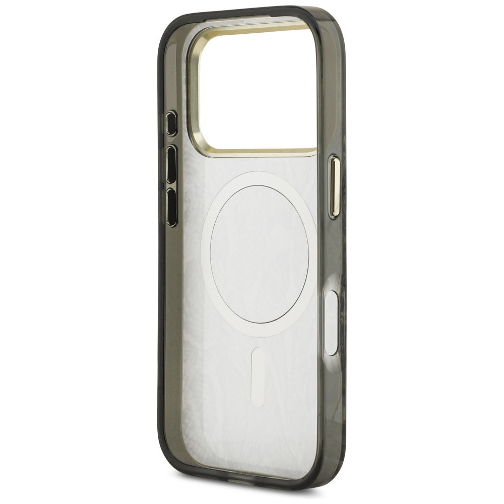 Guess Python Pattern MagSafe dėklas, skirtas iPhone 17 Pro – Juodas -- iPhone 17 Pro