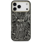 Guess Python Pattern MagSafe dėklas, skirtas iPhone 17 Pro Max – Juodas -- iPhone 17 Pro Max