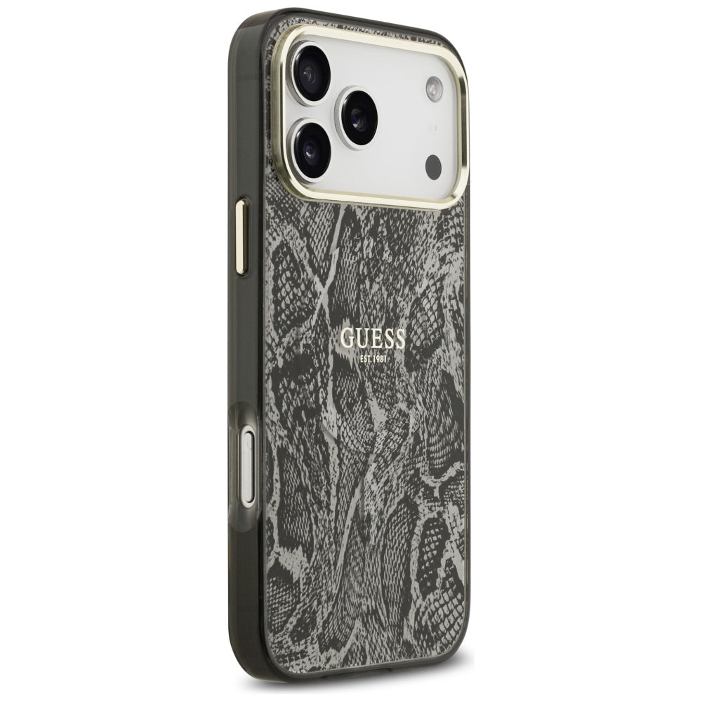 Guess Python Pattern MagSafe dėklas, skirtas iPhone 17 Pro Max – Juodas -- iPhone 17 Pro Max