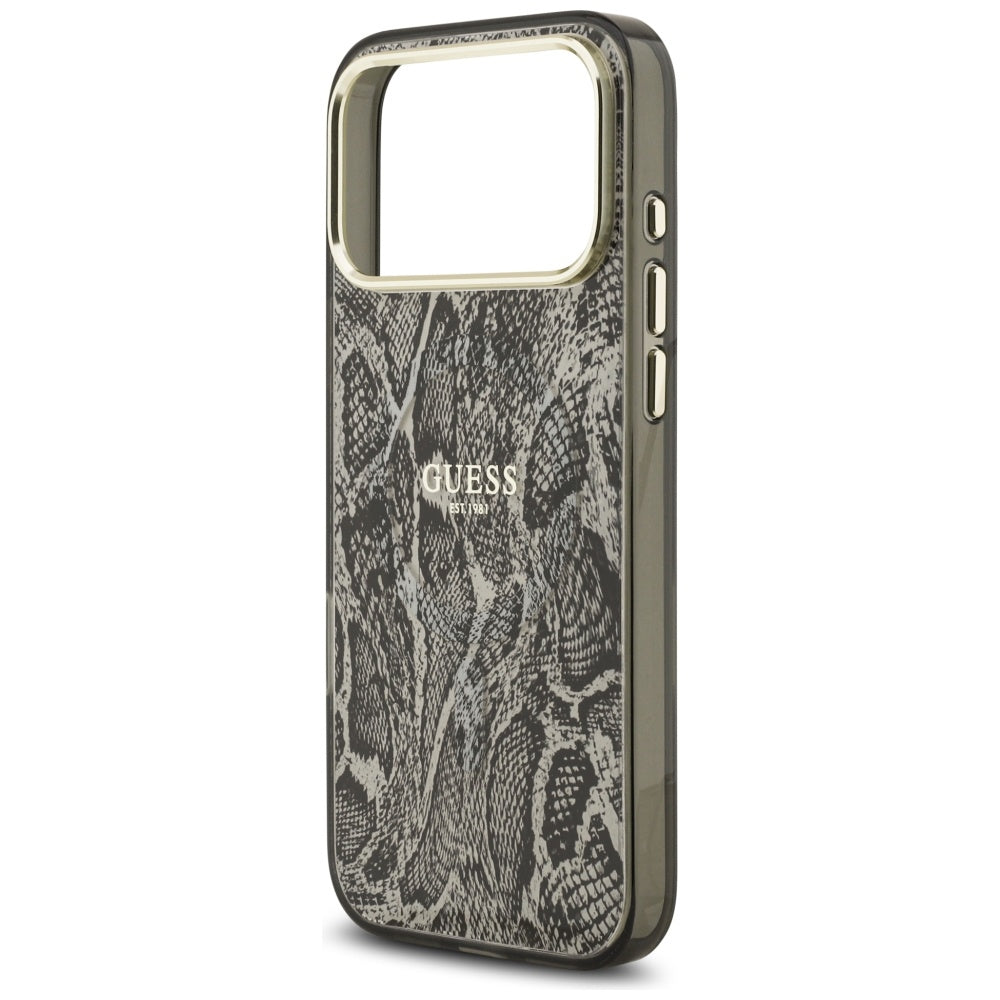 Guess Python Pattern MagSafe dėklas, skirtas iPhone 17 Pro Max – Juodas -- iPhone 17 Pro Max