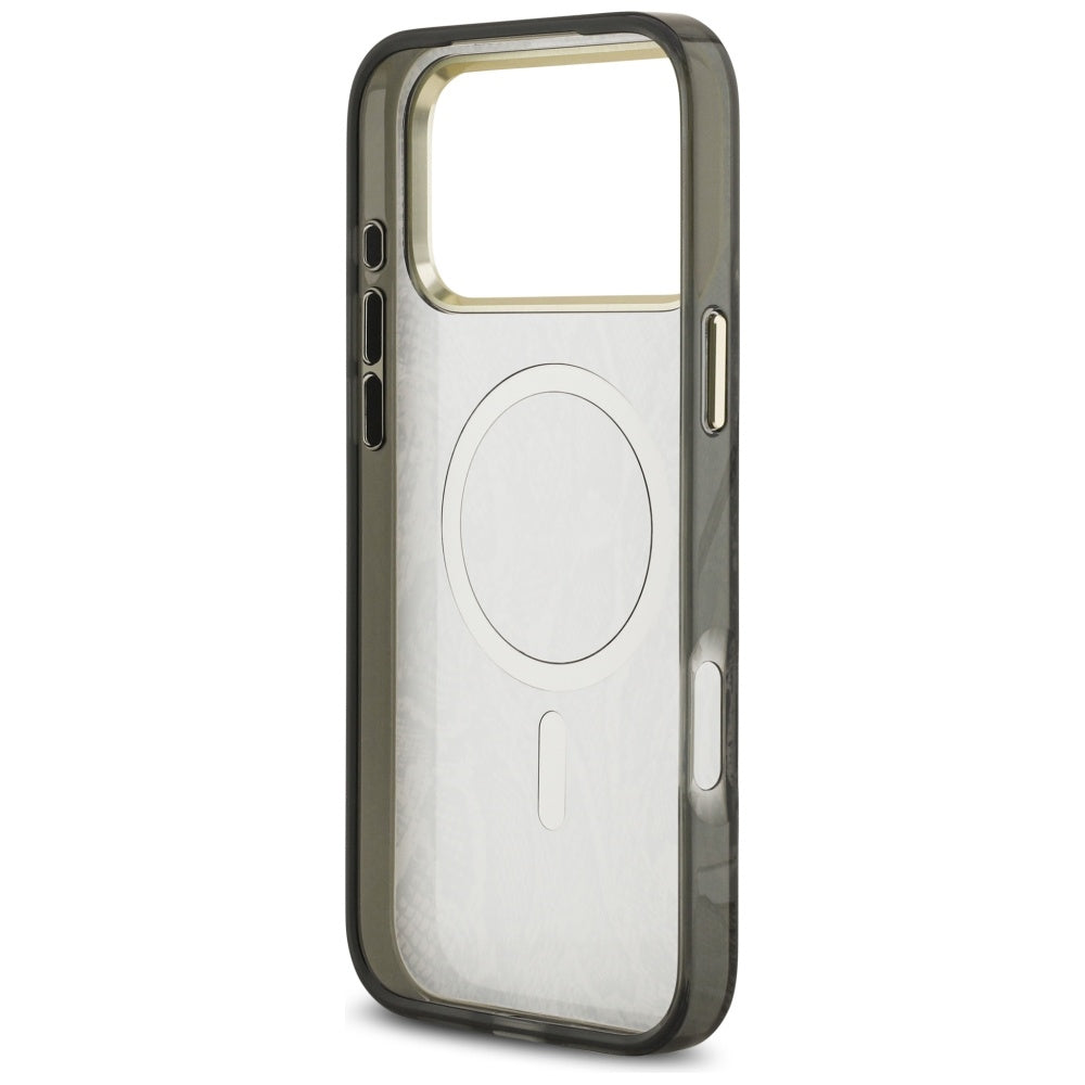 Guess Python Pattern MagSafe dėklas, skirtas iPhone 17 Pro Max – Juodas -- iPhone 17 Pro Max