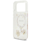 Guess Resin Flowers Glitter MagSafe dėklas, skirtas iPhone 17 Pro – Rožinis -- iPhone 17 Pro