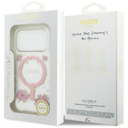 Guess Resin Flowers Glitter MagSafe dėklas, skirtas iPhone 17 Pro – Rožinis -- iPhone 17 Pro