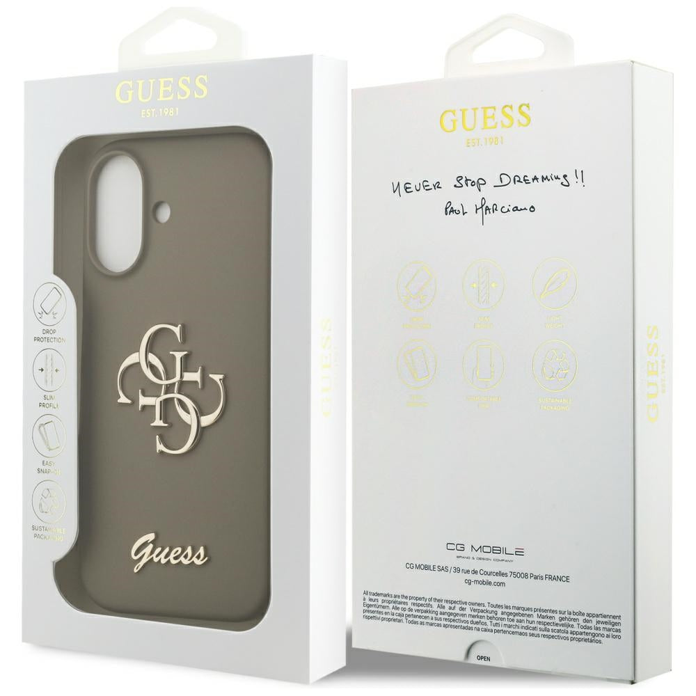 Guess silikoninis dėklas iPhone 17 – rudas, 4G raštas -- iPhone 17