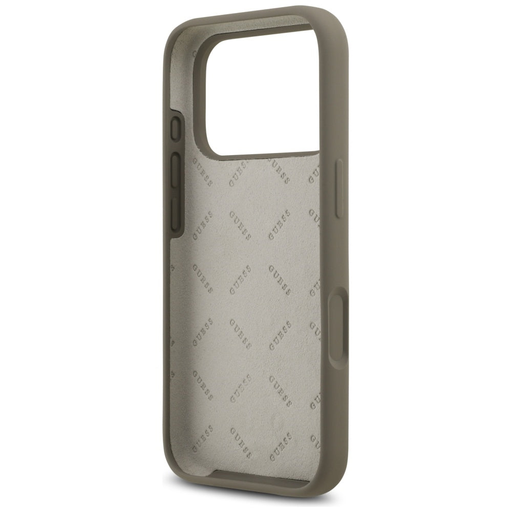 Guess silikoninis dėklas iPhone 17 Pro – rudas