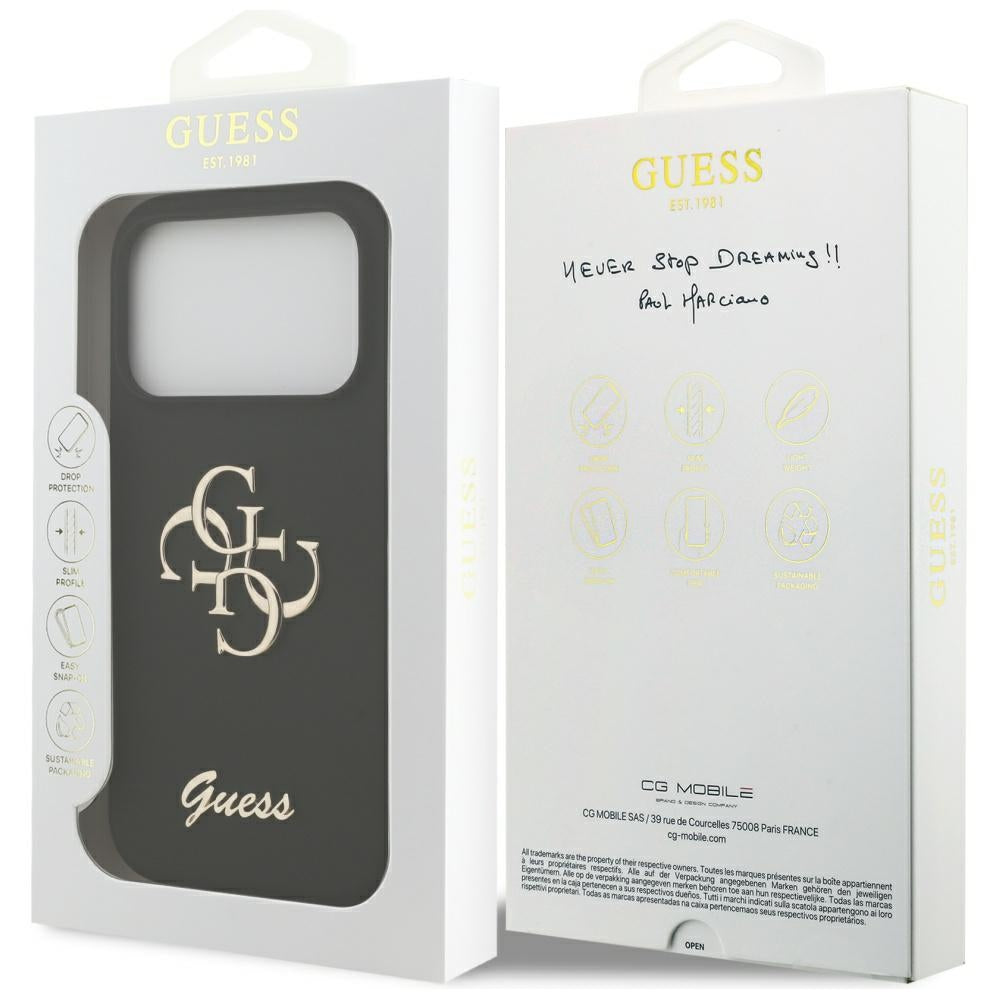 Guess silikoninis dėklas iPhone 17 Pro – juodas (4G)
