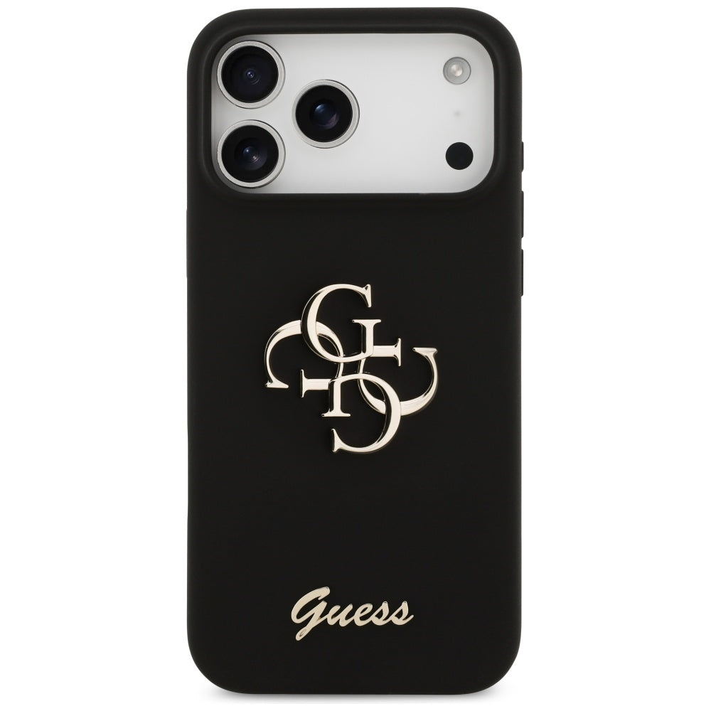 Guess silikoninis dėklas iPhone 17 Pro Max – juodas