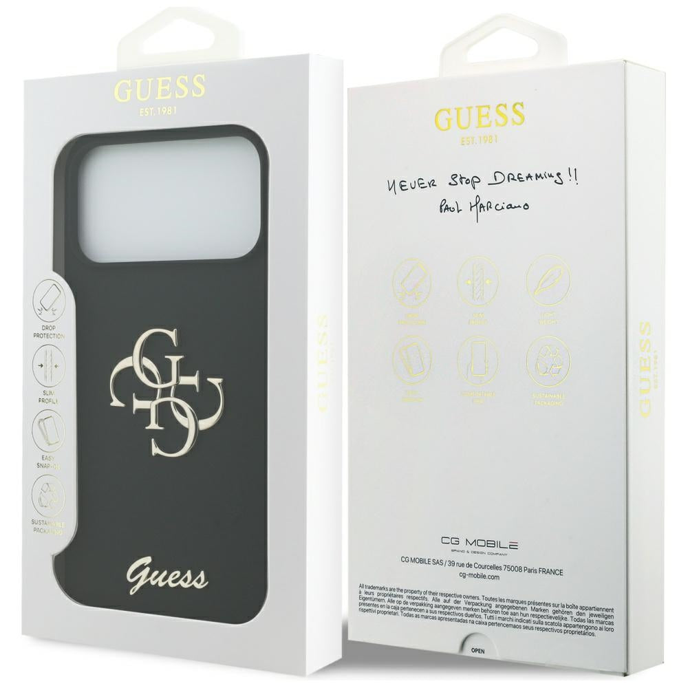 Guess silikoninis dėklas iPhone 17 Pro Max – juodas