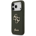 Guess 4G silikoninis dėklas iPhone 17 Pro Max – chaki