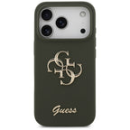 Guess 4G silikoninis dėklas iPhone 17 Pro Max – chaki