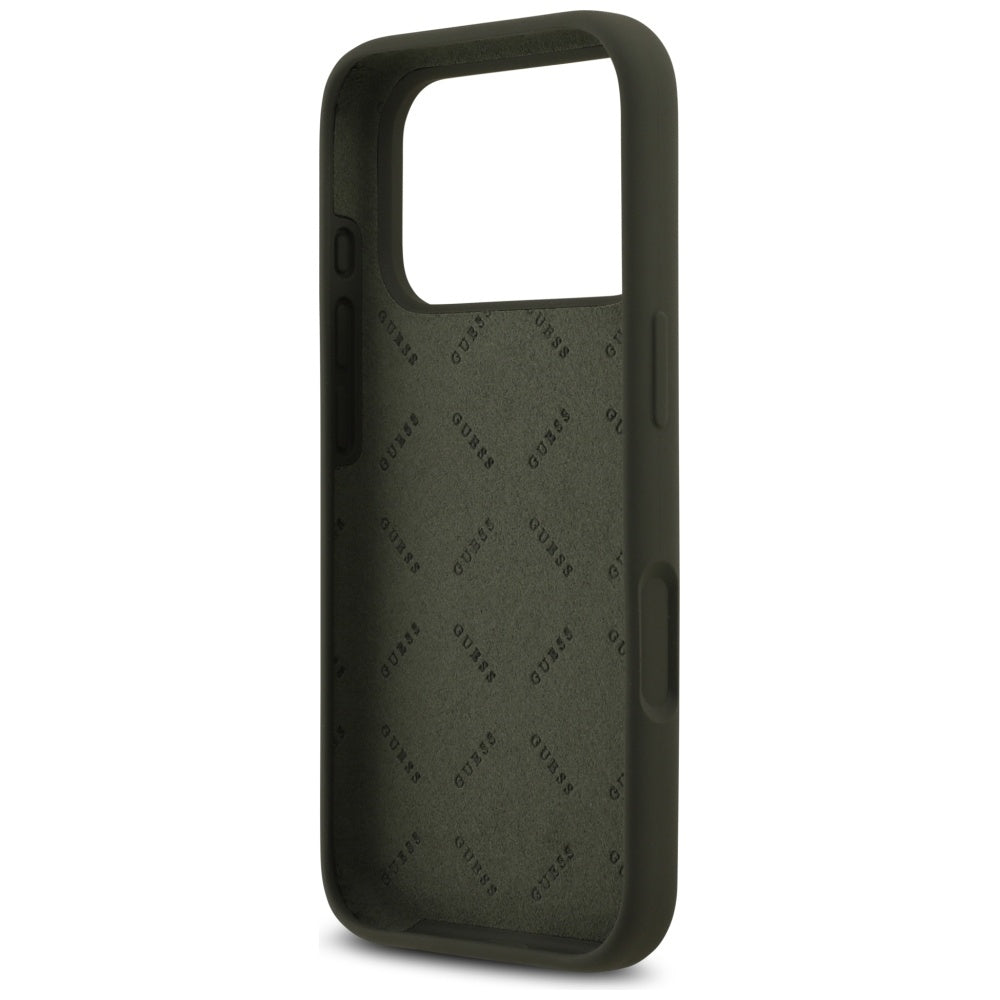 Guess 4G silikoninis dėklas iPhone 17 Pro Max – chaki