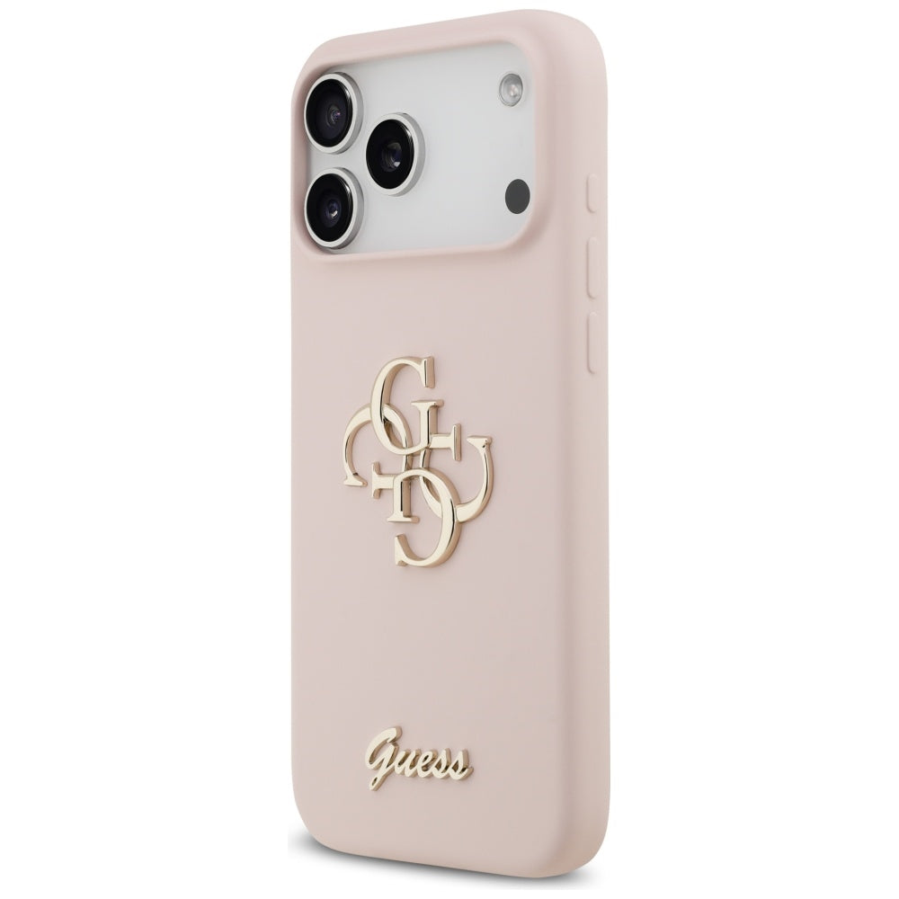 Guess Silicone Big 4G Script dėklas iPhone 17 Pro Max - Rožinė -- iPhone 17 Pro Max